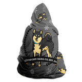 Stubborn Shiba Hooded Blanket - Black & Tan (Grey)