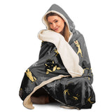 Stubborn Shiba Hooded Blanket - Black & Tan (Grey)
