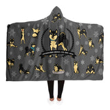 Stubborn Shiba Hooded Blanket - Black & Tan (Grey)