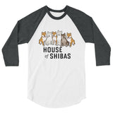House of Shibas - 3/4 sleeve raglan shirt - Stubborn Shiba Co